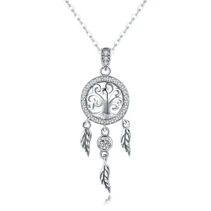(image for) Silver Life Tree Dreamcatcher Necklace - PANDORA Style - SCN298
