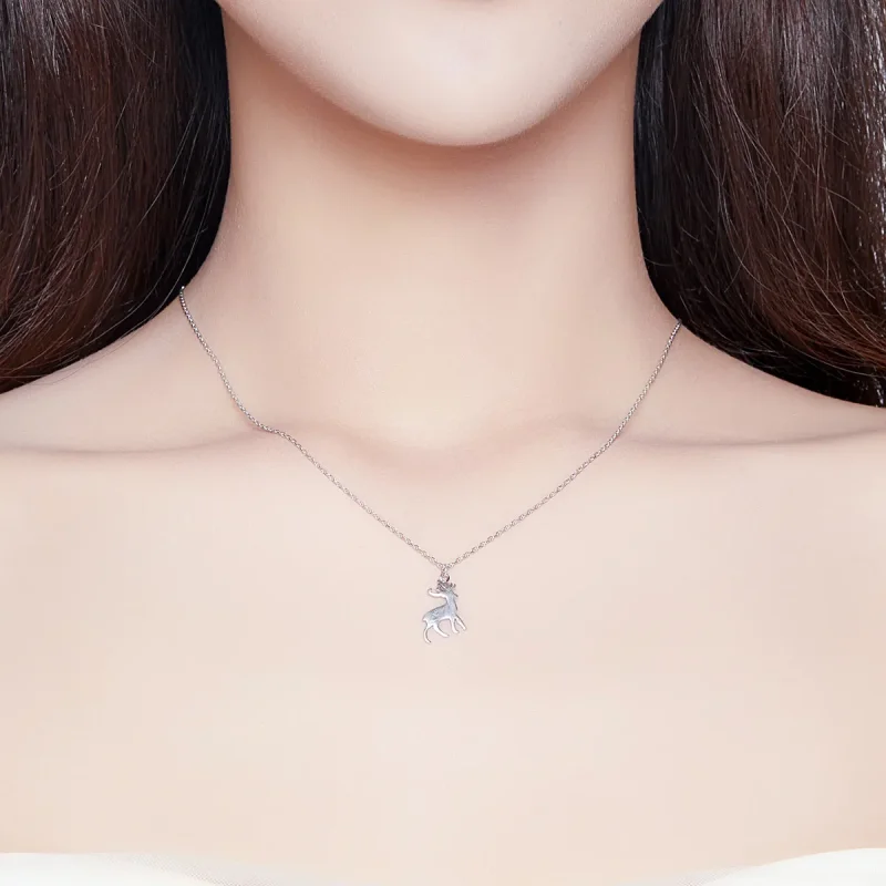 (image for) Silver Little Deer Necklace - PANDORA Style - SCN362 - View 6
