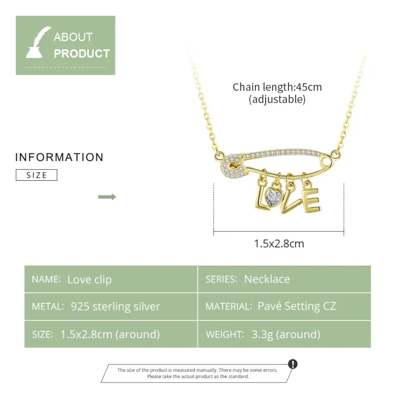 (image for) Silver Love Clip Necklace - PANDORA Style - SCN324 - View 8