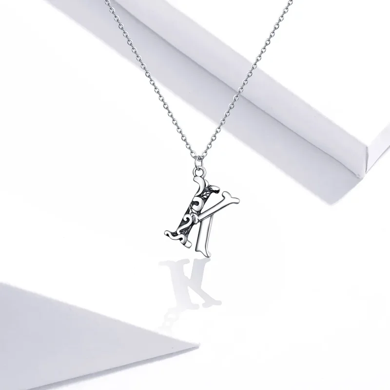 (image for) Silver Lucky Letter K Necklace - PANDORA Style - SCN403 - View 5