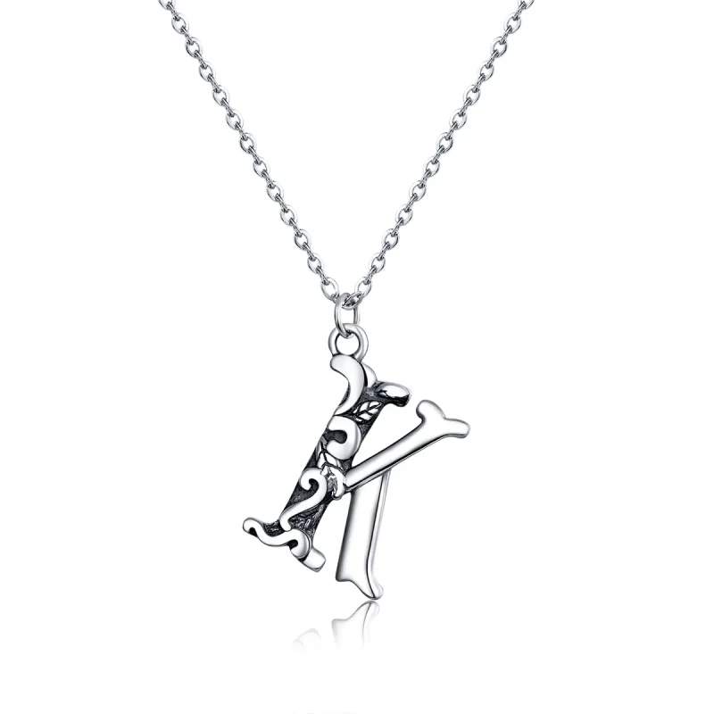 (image for) Silver Lucky Letter K Necklace - PANDORA Style - SCN403 - Product Image