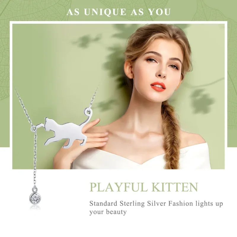 (image for) Silver Naughty Kitten Necklace - PANDORA Style - SCN232 - View 2