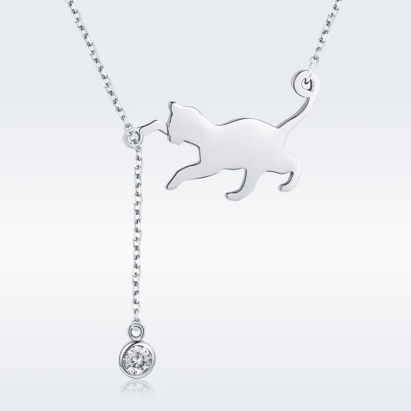 (image for) Silver Naughty Kitten Necklace - PANDORA Style - SCN232 - View 3