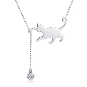 (image for) Silver Naughty Kitten Necklace - PANDORA Style - SCN232