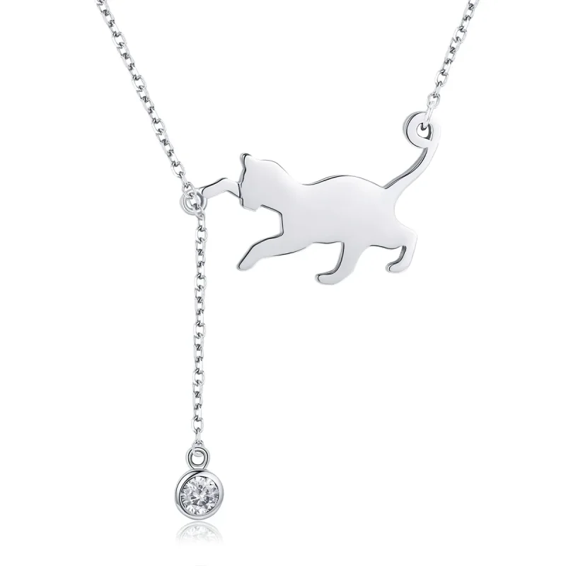 (image for) Silver Naughty Kitten Necklace - PANDORA Style - SCN232 - Product Image