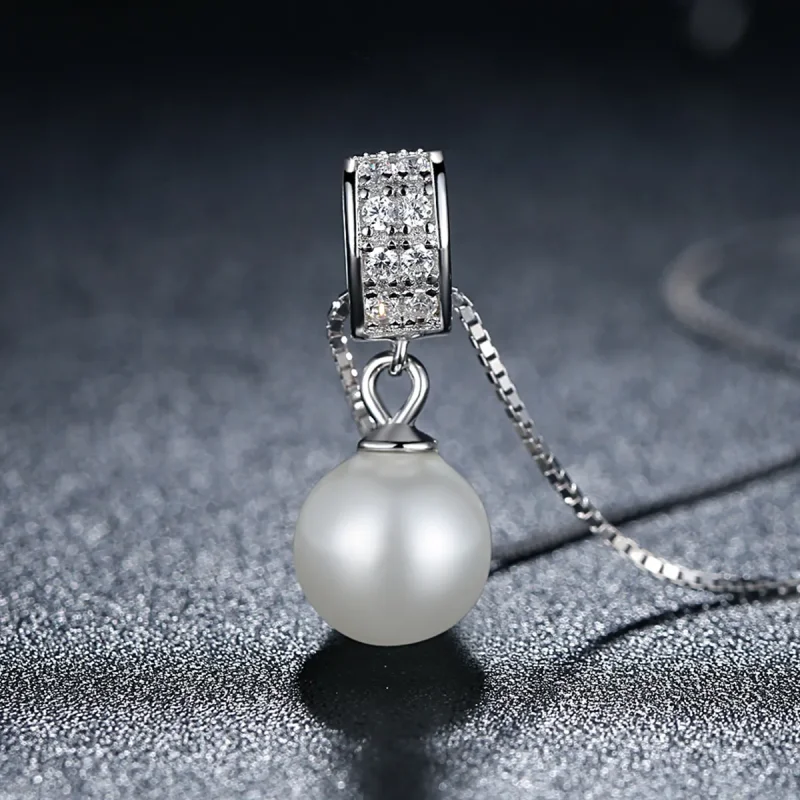 (image for) Silver Necklace with Pearl - PANDORA Style - SCN030 - View 4