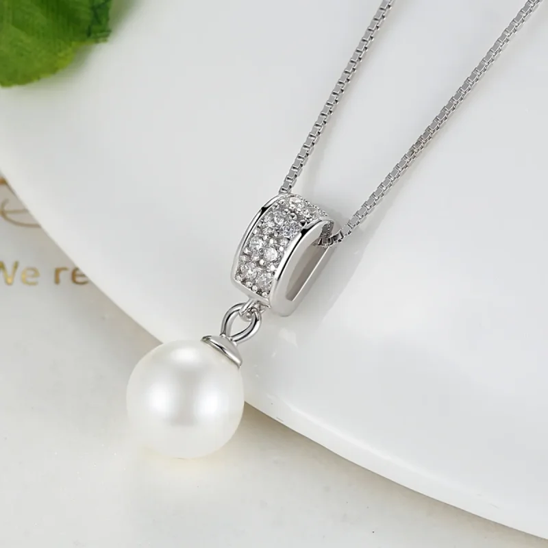 (image for) Silver Necklace with Pearl - PANDORA Style - SCN030 - View 5