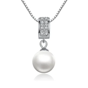 (image for) Silver Necklace with Pearl - PANDORA Style - SCN030