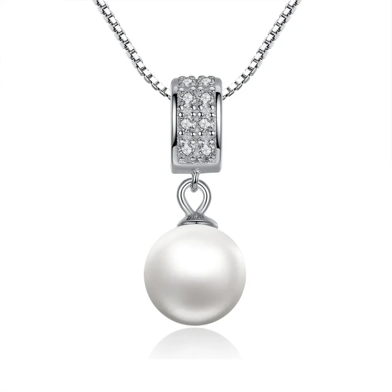 (image for) Silver Necklace with Pearl - PANDORA Style - SCN030 - Product Image