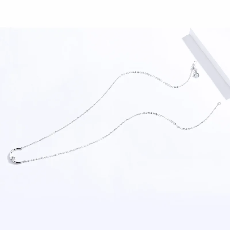 (image for) Silver Offset Star Circle Necklace - PANDORA Style - SCN382 - View 4