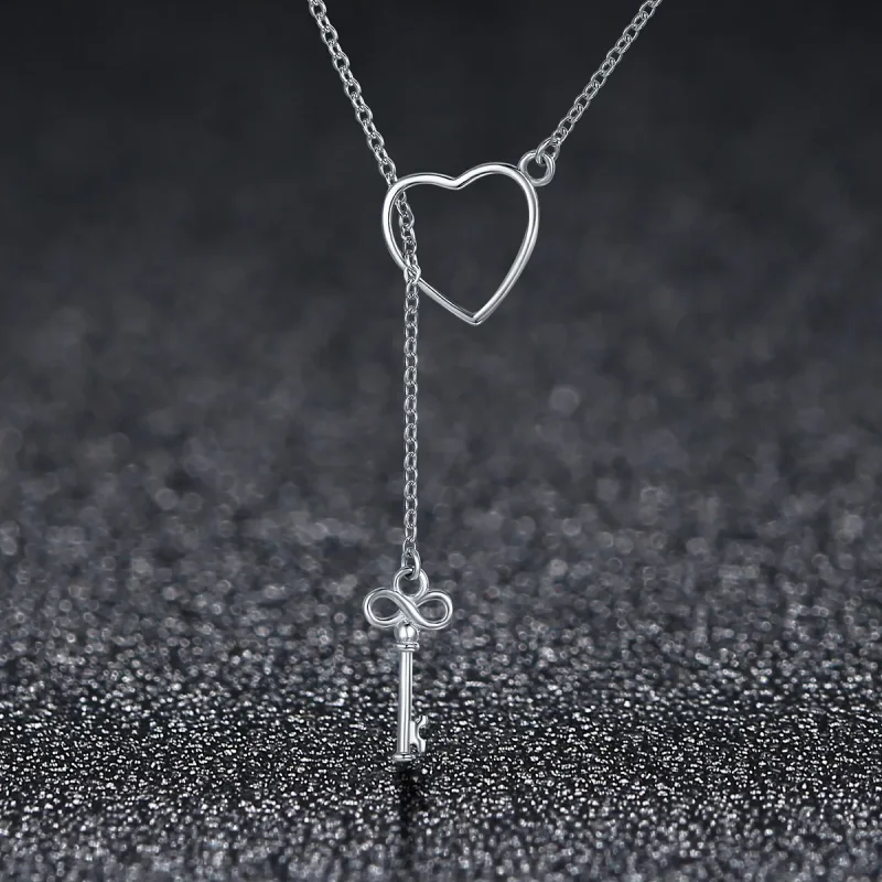 (image for) Silver Open Your Heart Necklace - PANDORA Style - SCN107 - View 3