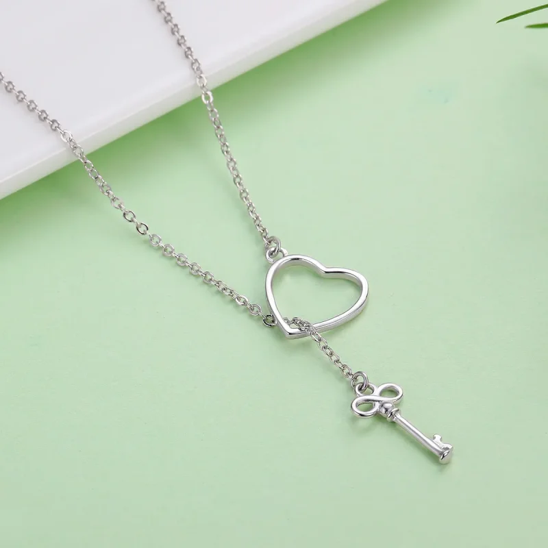 (image for) Silver Open Your Heart Necklace - PANDORA Style - SCN107 - View 7