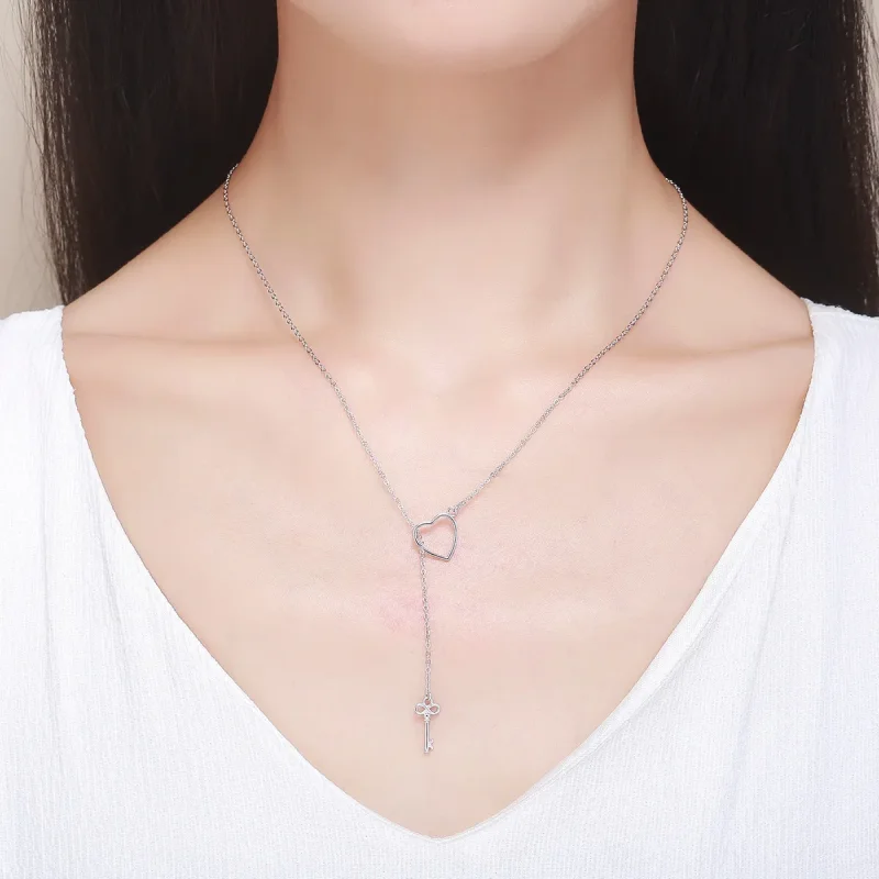 (image for) Silver Open Your Heart Necklace - PANDORA Style - SCN107 - View 8