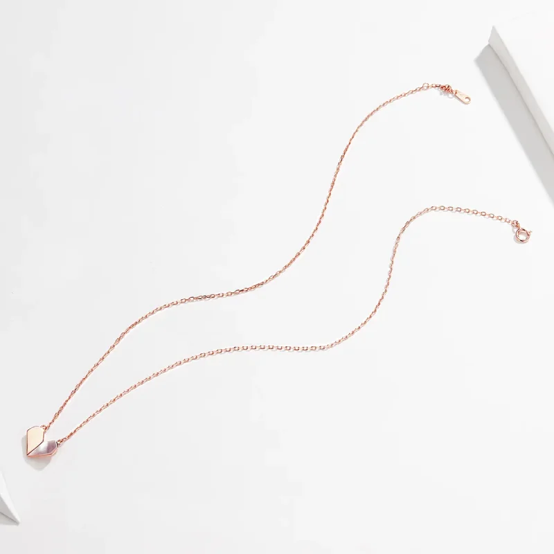 (image for) Silver Origami Heart Necklace - PANDORA Style - SCN330 - View 3