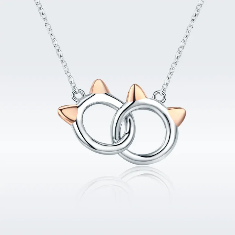 (image for) Silver Pet Cat Necklace - PANDORA Style - SCN252 - View 3