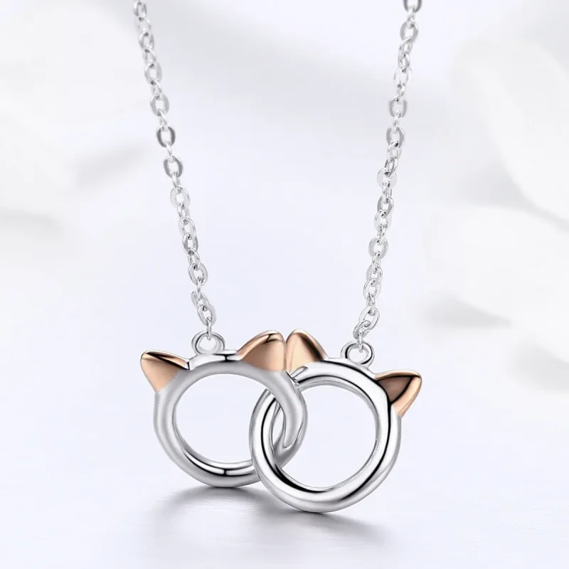 (image for) Silver Pet Cat Necklace - PANDORA Style - SCN252 - View 4