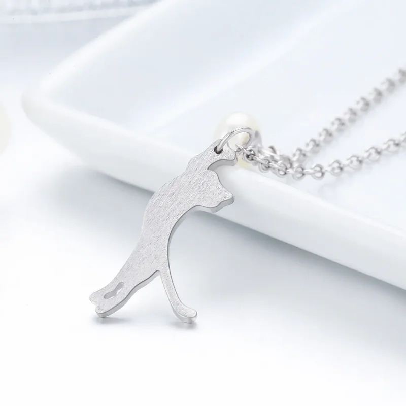 (image for) Silver Playful Kitten Necklace - PANDORA Style - SCN175 - View 5