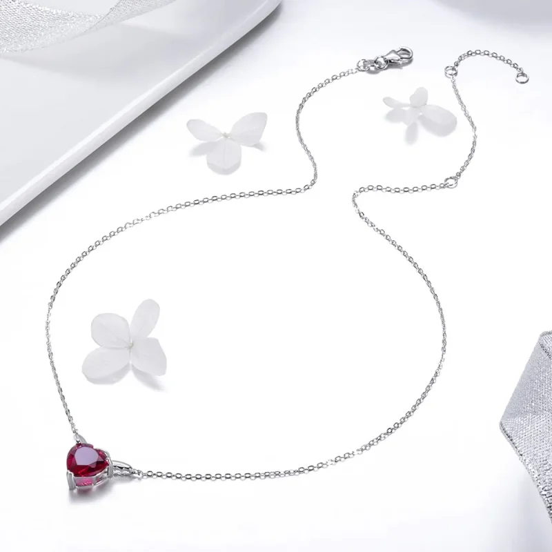 (image for) Silver Red Angel Heart Necklace - PANDORA Style - SCN285 - View 5