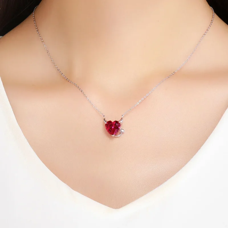 (image for) Silver Red Devil Necklace - PANDORA Style - SCN286 - View 7