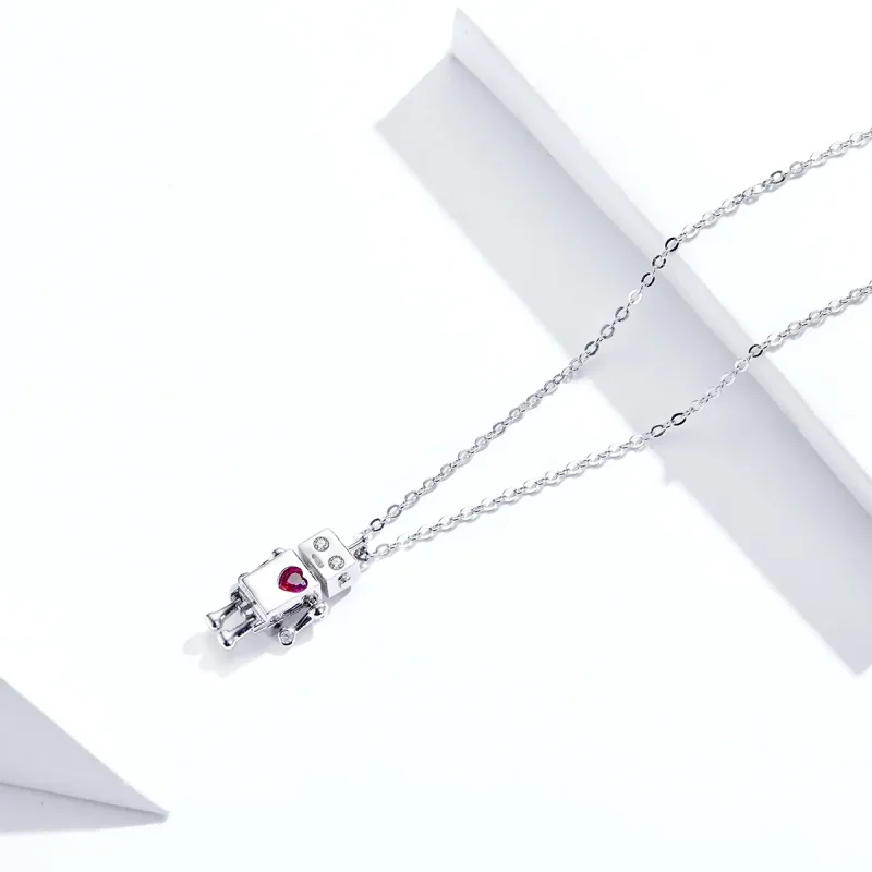 (image for) Silver Robot of Love Necklace - PANDORA Style - SCN388 - View 3