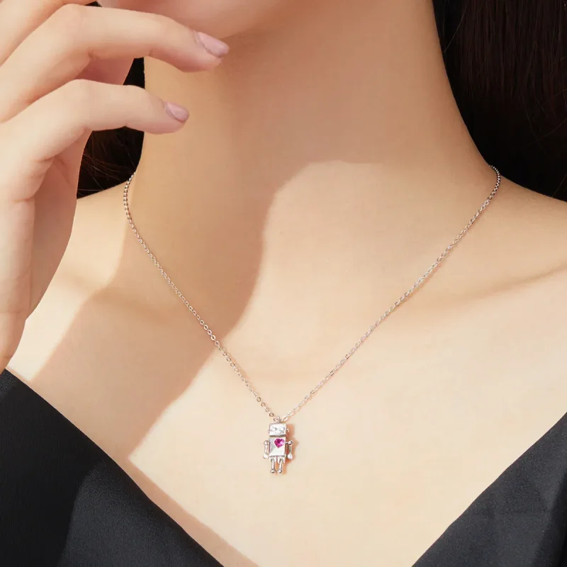 (image for) Silver Robot of Love Necklace - PANDORA Style - SCN388 - View 5