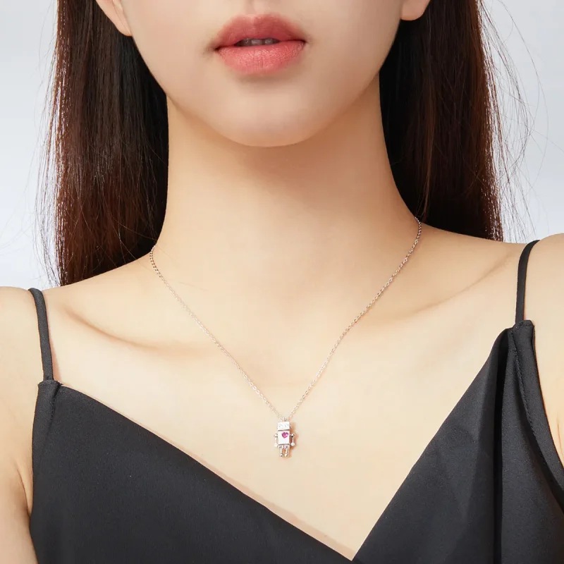 (image for) Silver Robot of Love Necklace - PANDORA Style - SCN388 - View 7