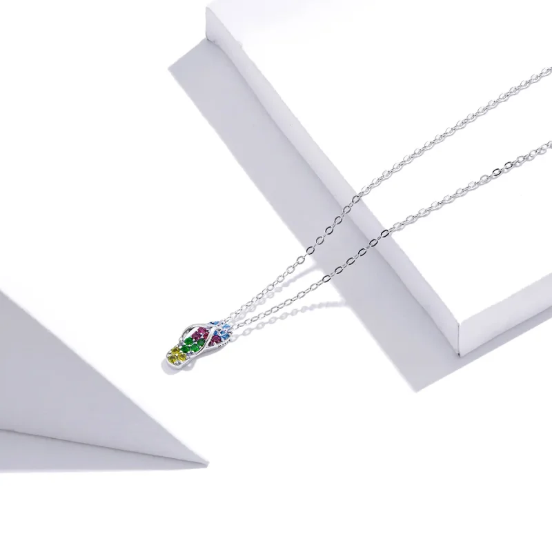 (image for) Silver Shiny Flip Flops Necklace - PANDORA Style - SCN408 - View 2