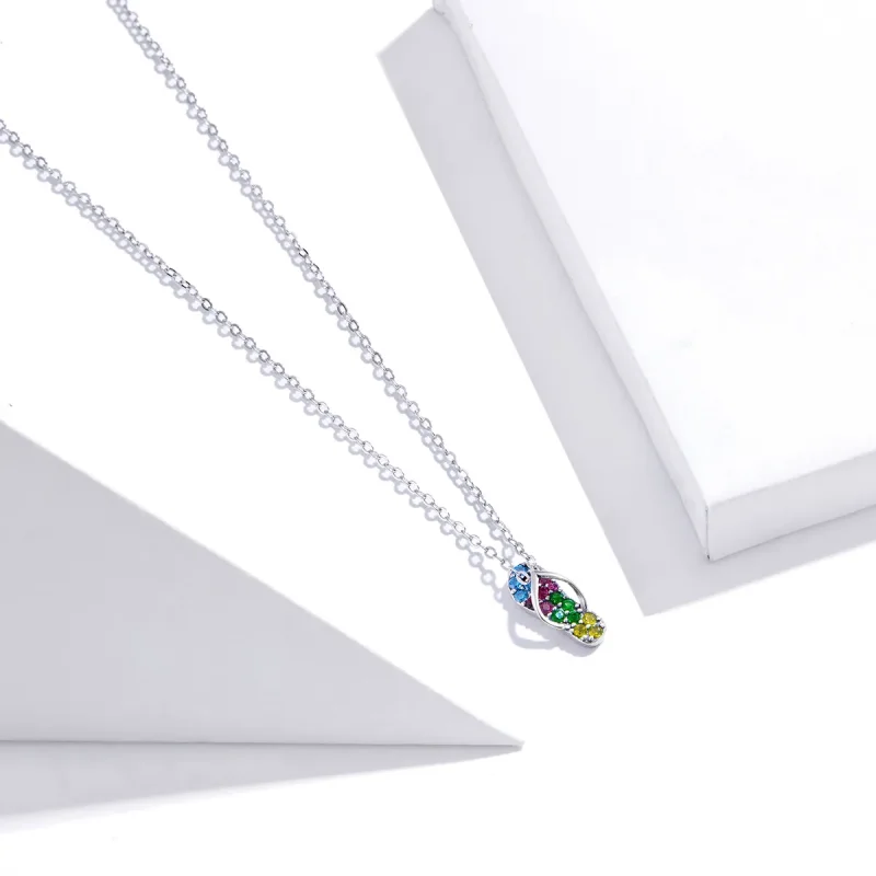 (image for) Silver Shiny Flip Flops Necklace - PANDORA Style - SCN408 - View 3