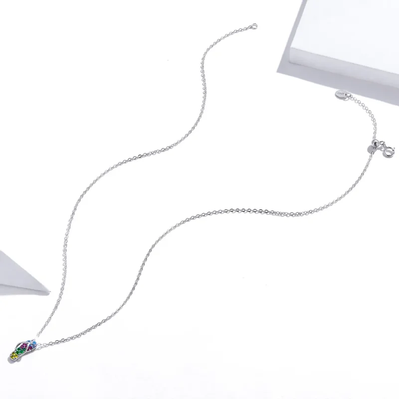 (image for) Silver Shiny Flip Flops Necklace - PANDORA Style - SCN408 - View 4