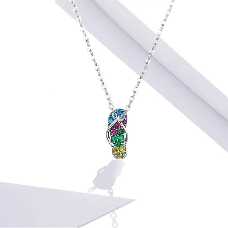 (image for) Silver Shiny Flip Flops Necklace - PANDORA Style - SCN408 - View 5