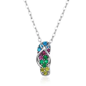 (image for) Silver Shiny Flip Flops Necklace - PANDORA Style - SCN408
