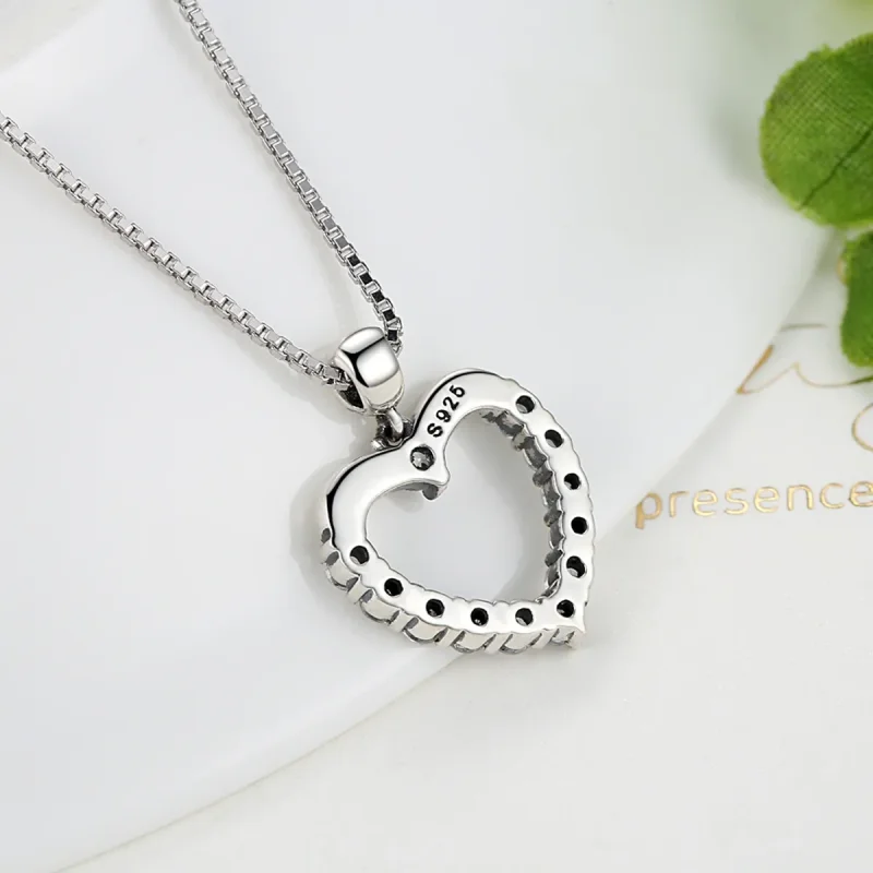 (image for) Silver Sparkle Heart Necklace - PANDORA Style - SCN025 - View 6
