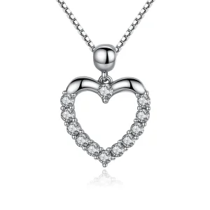 (image for) Silver Sparkle Heart Necklace - PANDORA Style - SCN025