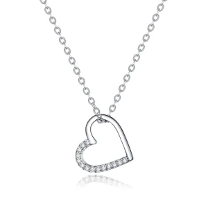 (image for) Silver Sparkle Heart Necklace - PANDORA Style - SCN347