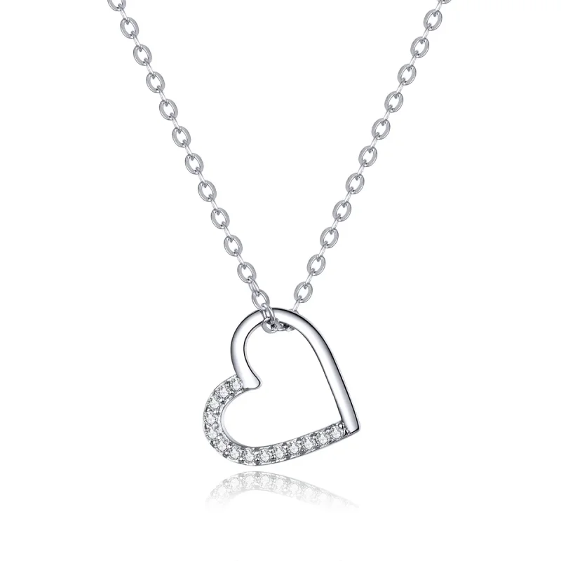 (image for) Silver Sparkle Heart Necklace - PANDORA Style - SCN347 - Product Image