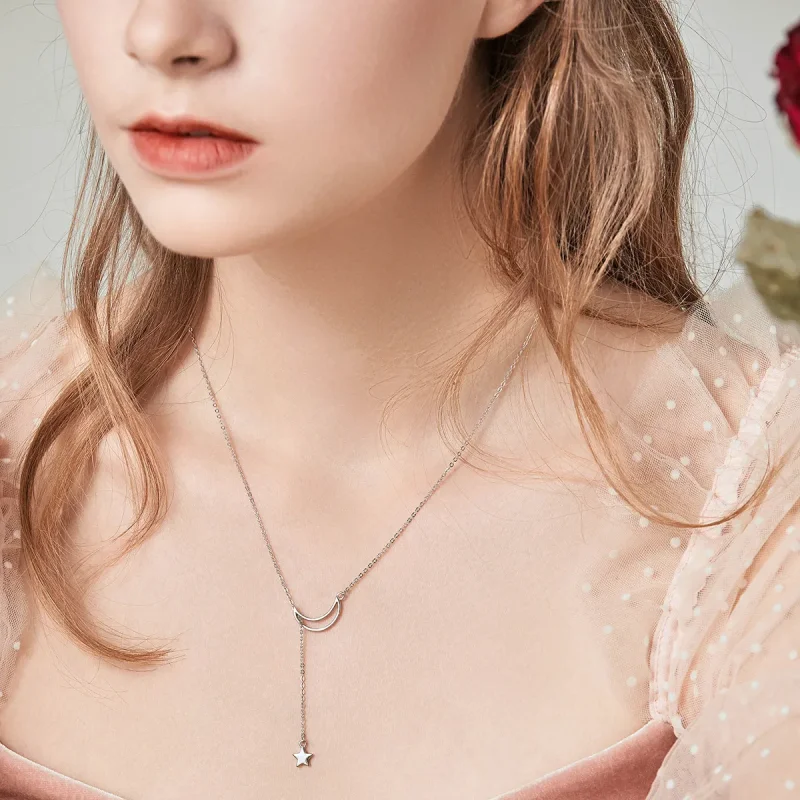 (image for) Silver Star and Moon Fairy Necklace - PANDORA Style - SCN108 - View 2