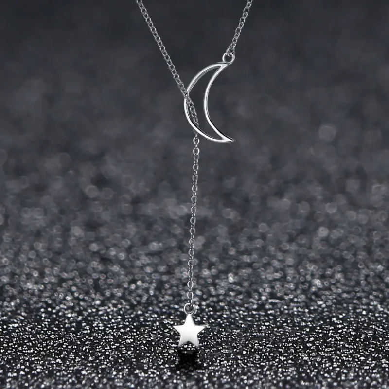 (image for) Silver Star and Moon Fairy Necklace - PANDORA Style - SCN108 - View 3