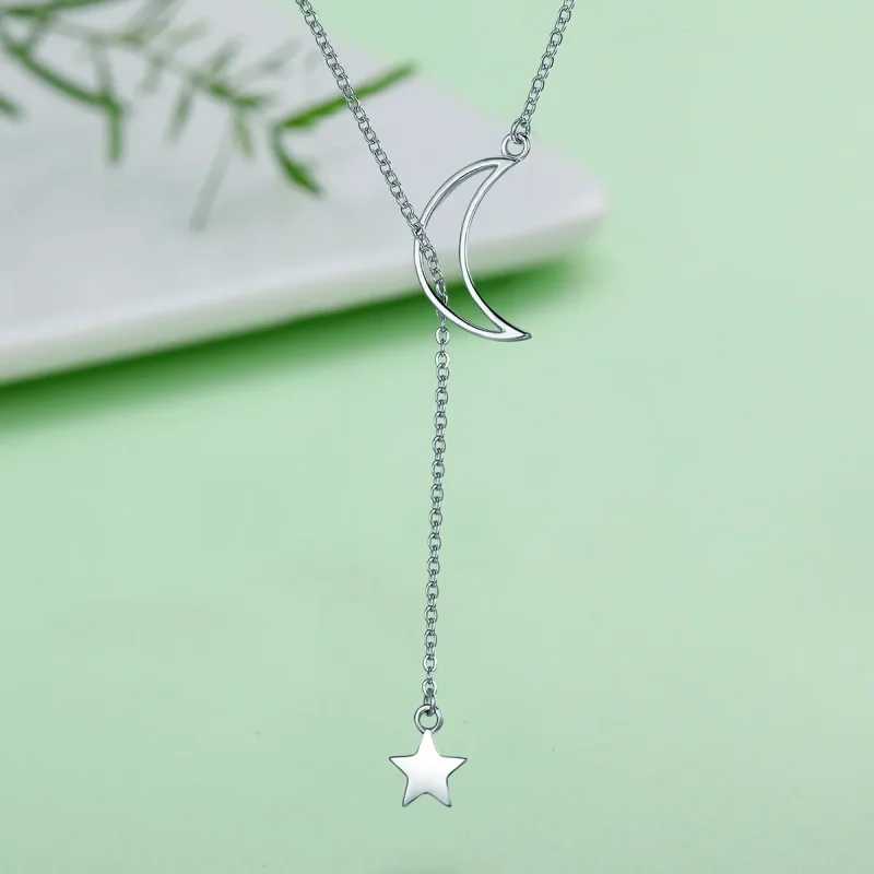 (image for) Silver Star and Moon Fairy Necklace - PANDORA Style - SCN108 - View 4