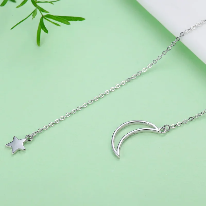 (image for) Silver Star and Moon Fairy Necklace - PANDORA Style - SCN108 - View 5