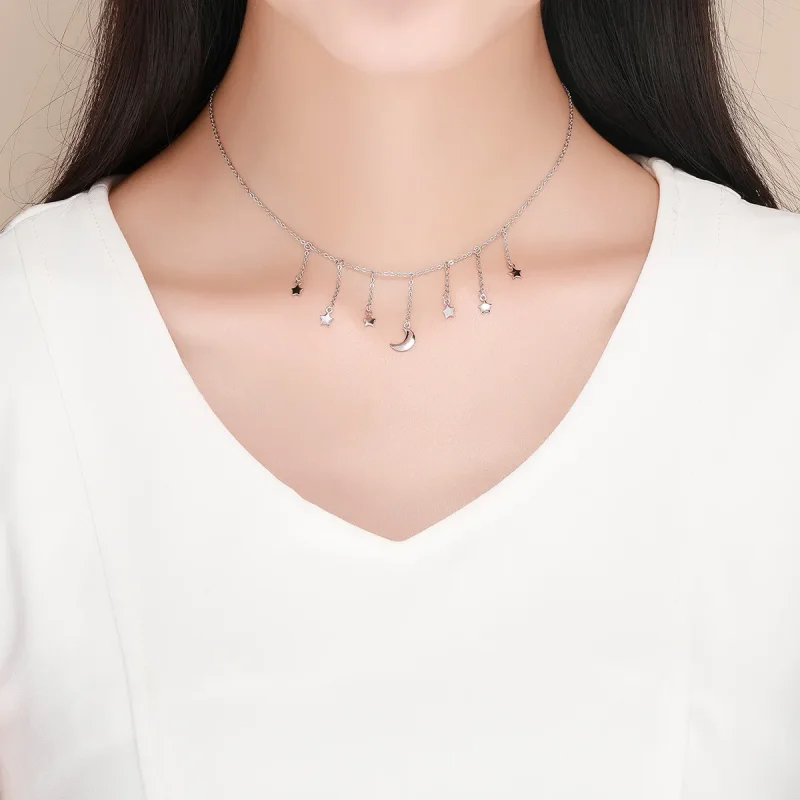 (image for) Silver Starry Sky Necklace - PANDORA Style - SCN301 - View 6