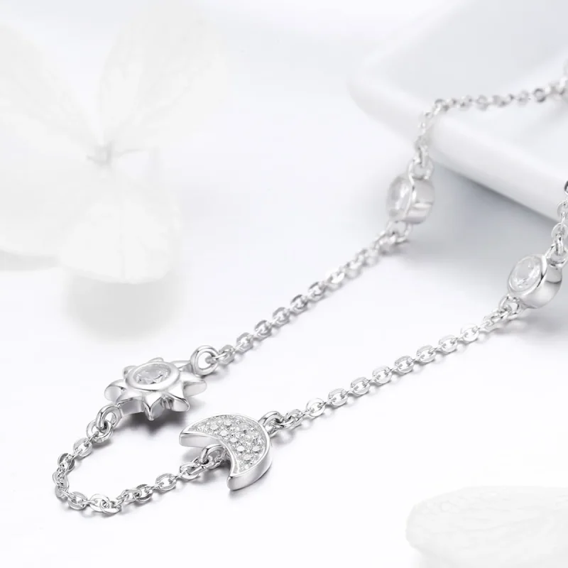 (image for) Silver Sun and Moon Glory Chain Necklace - PANDORA Style - SCN272 - View 2