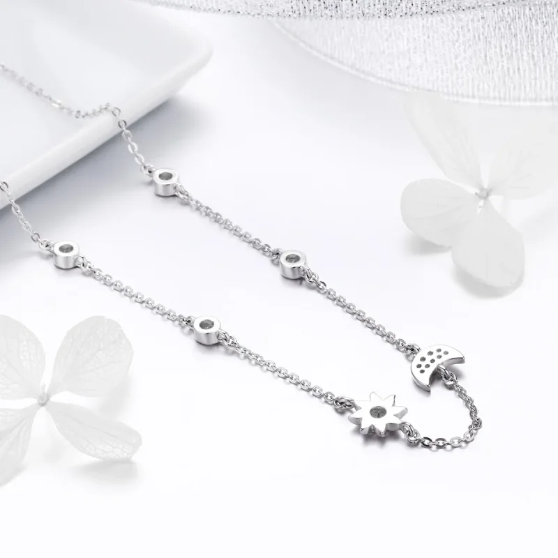 (image for) Silver Sun and Moon Glory Chain Necklace - PANDORA Style - SCN272 - View 3