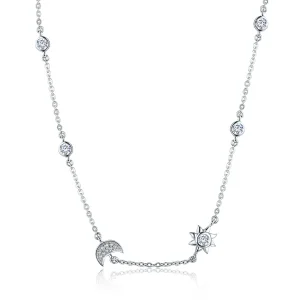 (image for) Silver Sun and Moon Glory Chain Necklace - PANDORA Style - SCN272