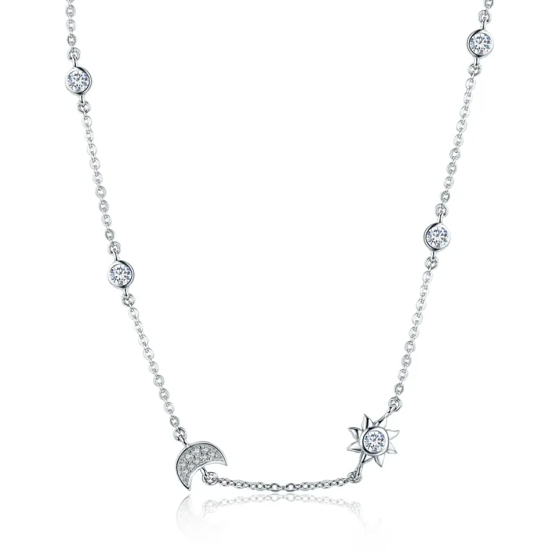 (image for) Silver Sun and Moon Glory Chain Necklace - PANDORA Style - SCN272 - Product Image