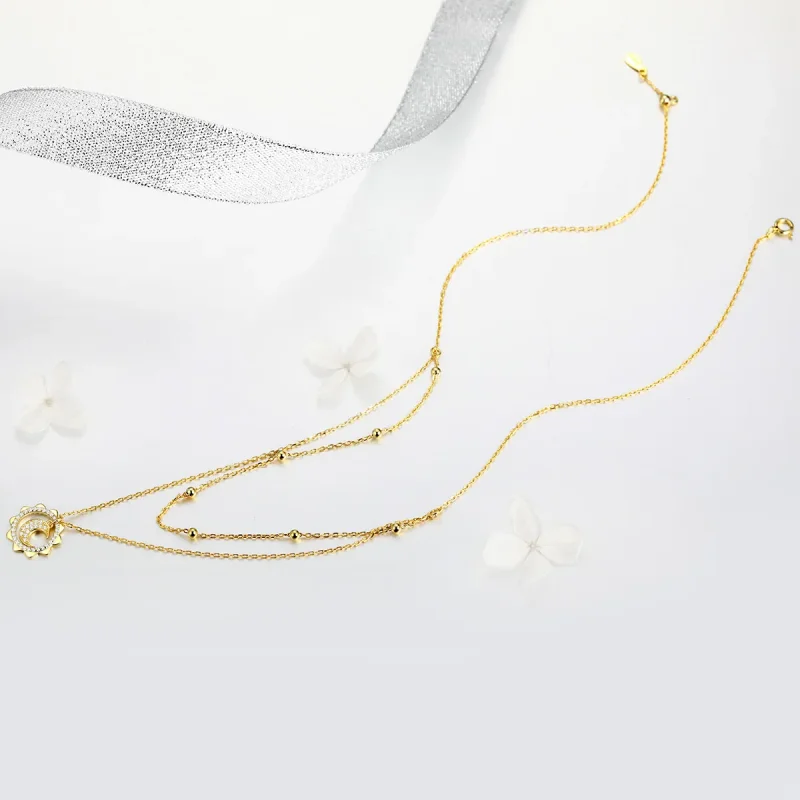 (image for) Silver Sun & Moon Necklace - PANDORA Style - SCN305 - View 4