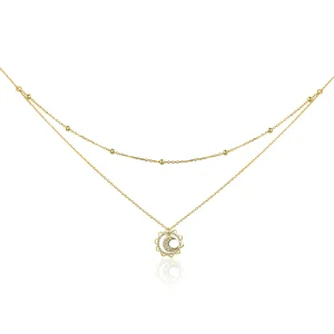 (image for) Silver Sun & Moon Necklace - PANDORA Style - SCN305