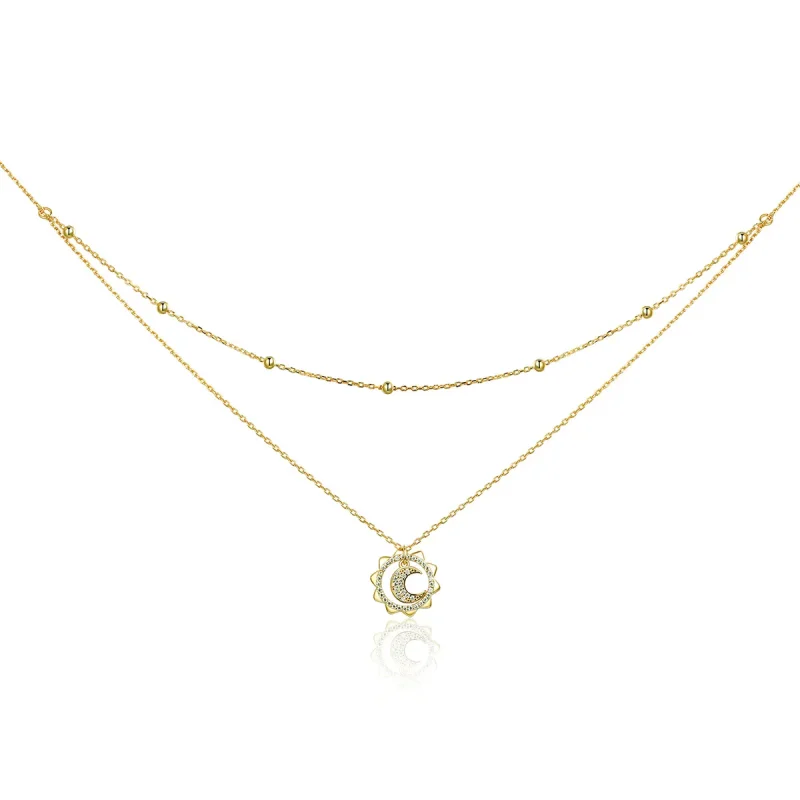 (image for) Silver Sun & Moon Necklace - PANDORA Style - SCN305 - Product Image