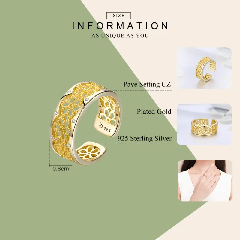 (image for) Gold-Plated Allure From Lace Ring - PANDORA Style - SCR460 - View 2