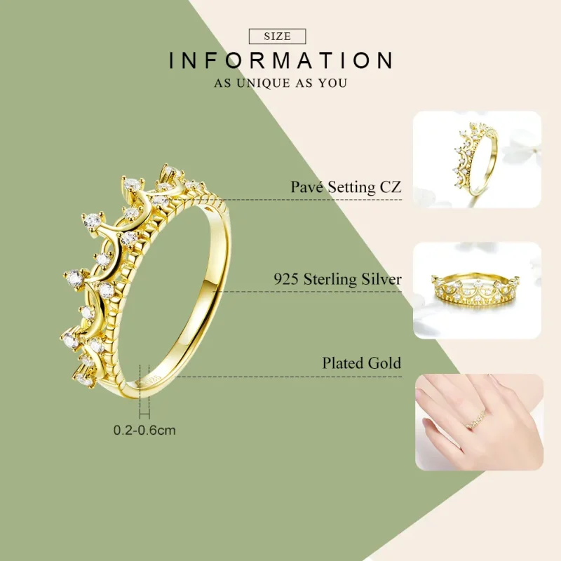 (image for) Gold-Plated Crown Ring - PANDORA Style - SCR493 - View 3