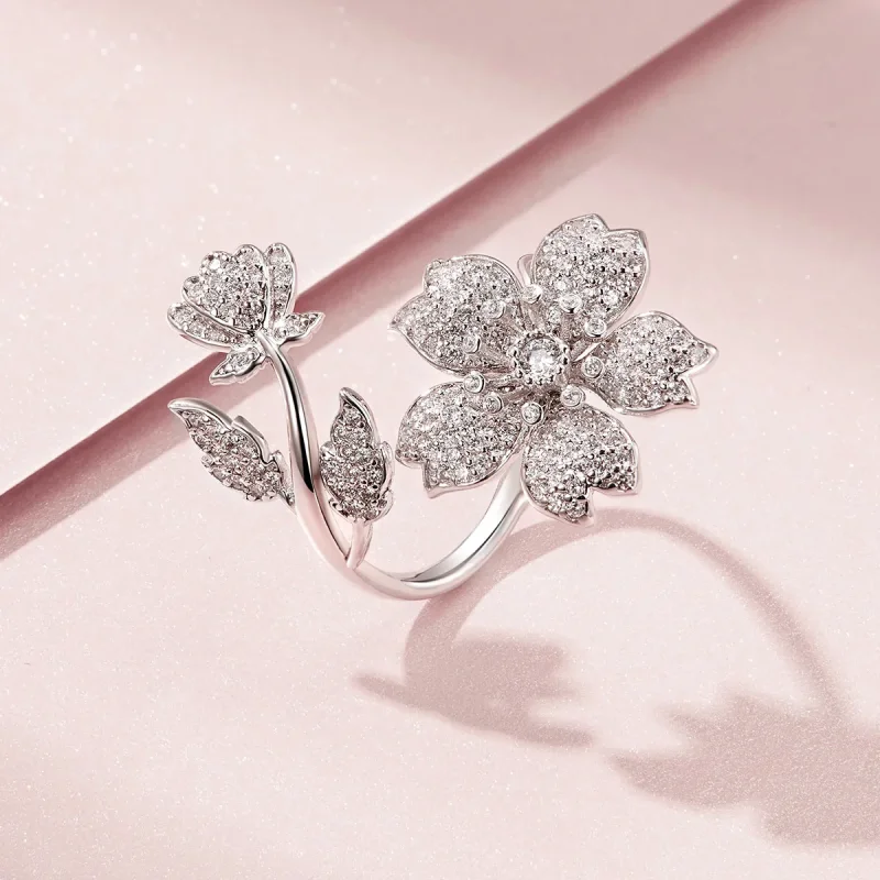 (image for) PANDORA Style Cherry Blossoms Open Ring - BSR076 - View 5